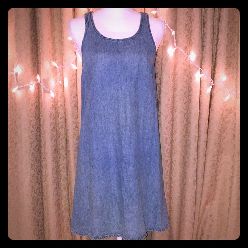 ~Vintage Denim~jeans overalls short dress~ Medium
